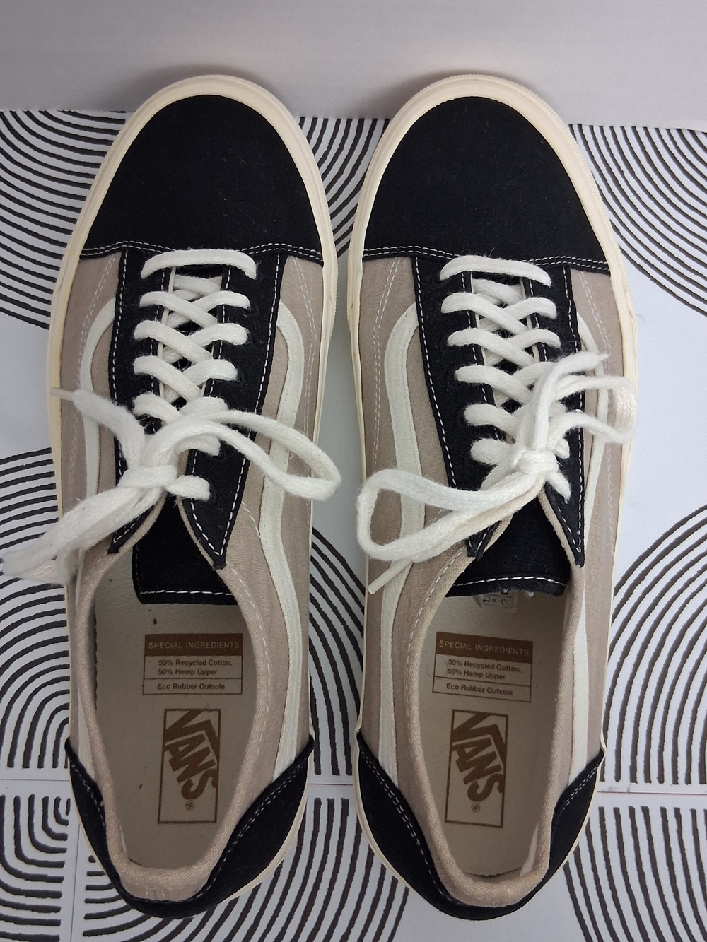 Vans Old Skool Mens 12 Black/Tan Tapered Eco Theory Multi Block SKT8R Sneakers - Picture 6 of 15